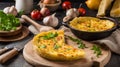Spanish Tortilla, thick omelet with eggs and potatoes, AI Generated Royalty Free Stock Photo